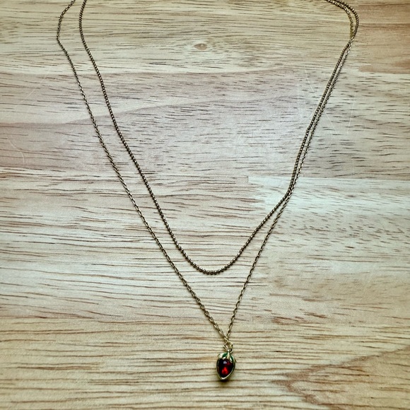 Double Layered Strawberry Pendant Necklace - Picture 4 of 7
